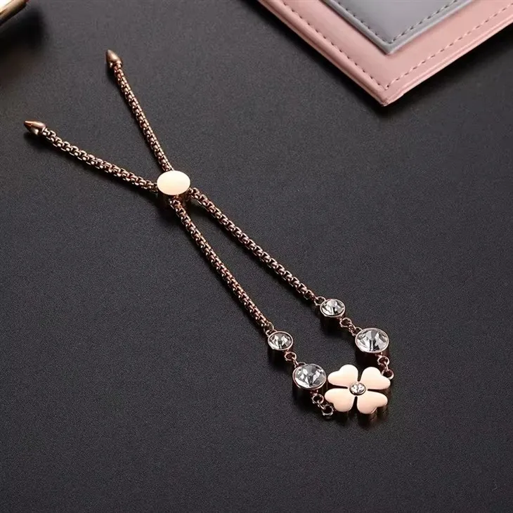 Classical 316L Crystal Bracelet With Gold Plated Stainless Steel Bangle