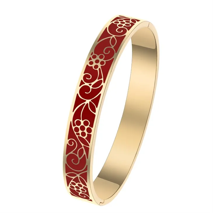 Floral Enamel Pattern Bangle Bracelet