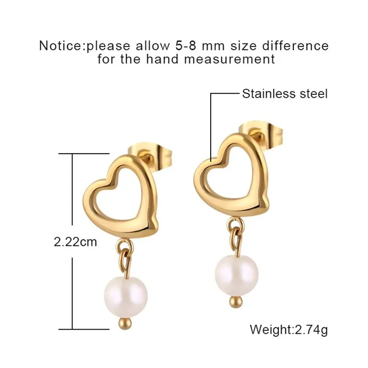 Gold Heart Earrings With Pearl Drop suppliers