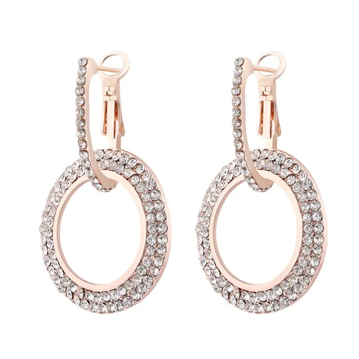 Elegant Zircon Paved Shiny Round Hoop Earrings