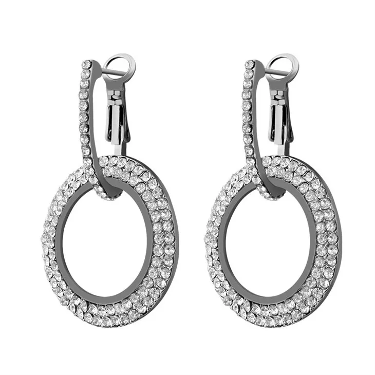 Elegant Zircon Paved Shiny Round Hoop Earrings factory