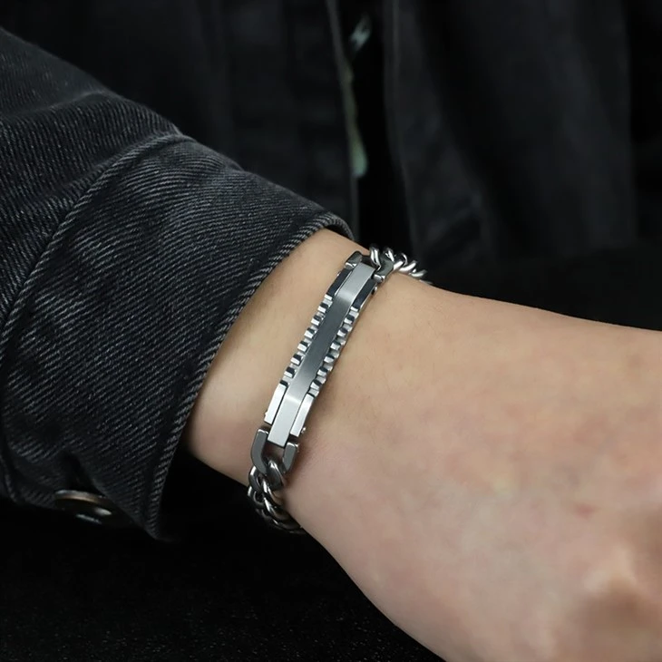 Industrial ID Bar Cuban Chain Bracelet factory