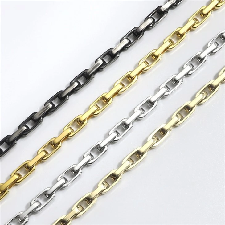 Rectangular Link PVD Gold Stainless Steel Necklace price